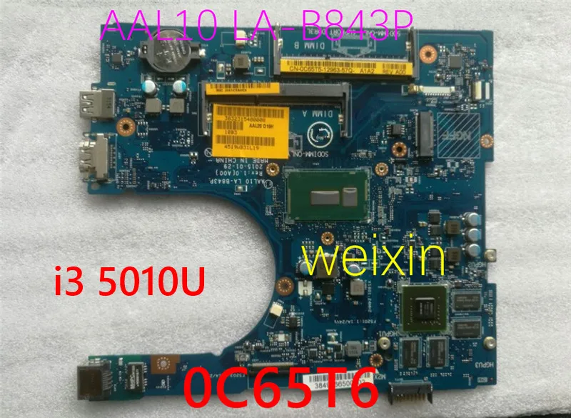 

Genuine C65T5 0C65T5 CN-0C65T5 for Dell 17 5558 5758 Laptop Motherboard AAL10 LA-B843P SR245 I3-5010U Mainboard 100% working