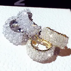 JUWANG Luxury Temperament Wedding Gift Trendy Classic Dangle Earrings Super Shine AAA Rhinestone Jewelry For Women’s Accessories