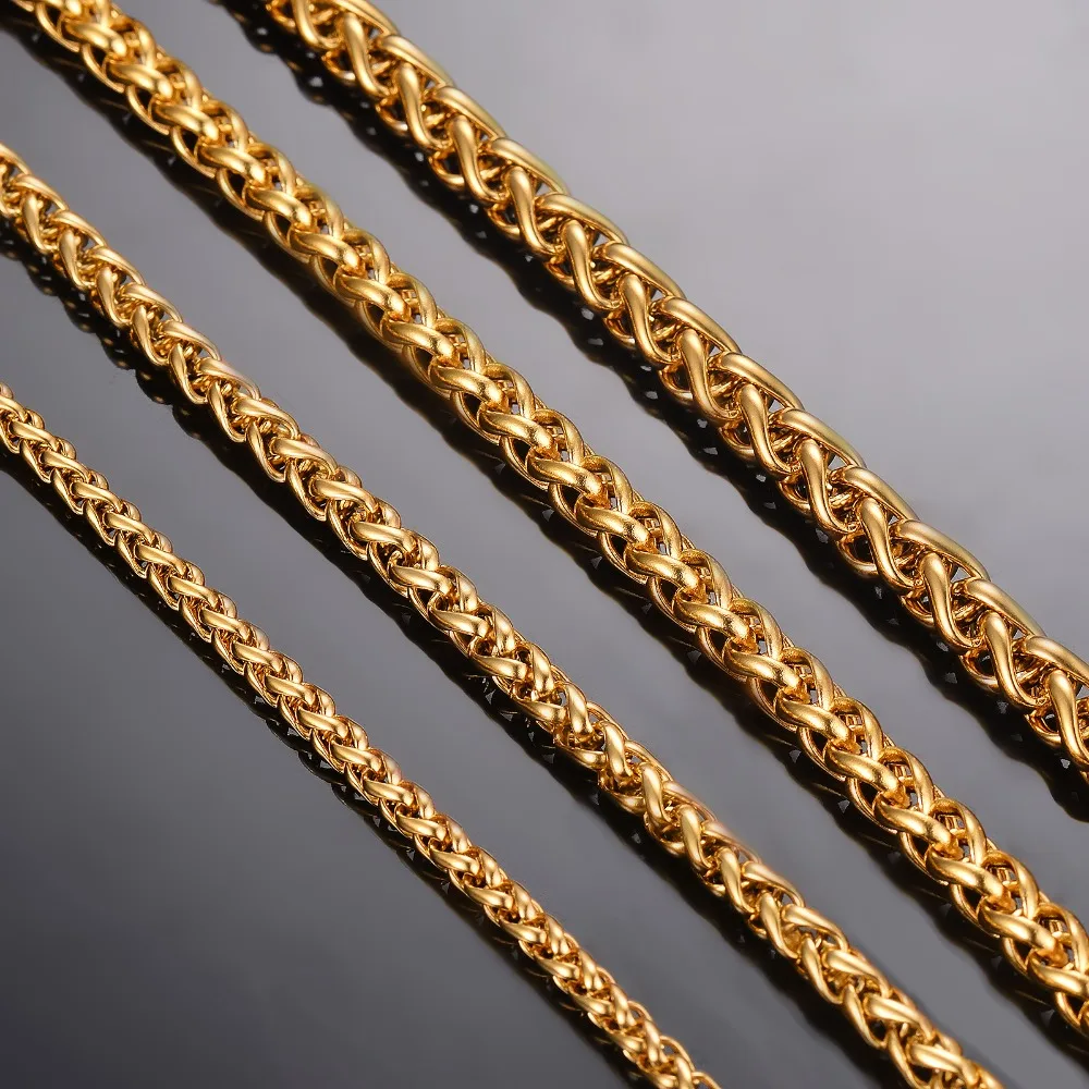 1 Stück Breite 3mm/4mm/5mm/6mm Goldfarbene Kielkette Halskette für Männer und Frauen Edelstahl-Kettenhalskette – Detail 2