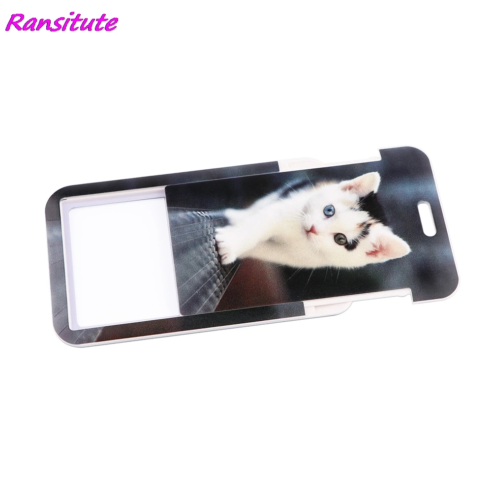 Ransitute R1930 Lovely Cat Creative Lanyard Card Holder Student Hanging Neck Phone Lanyard Badge Subway Access Card Holder