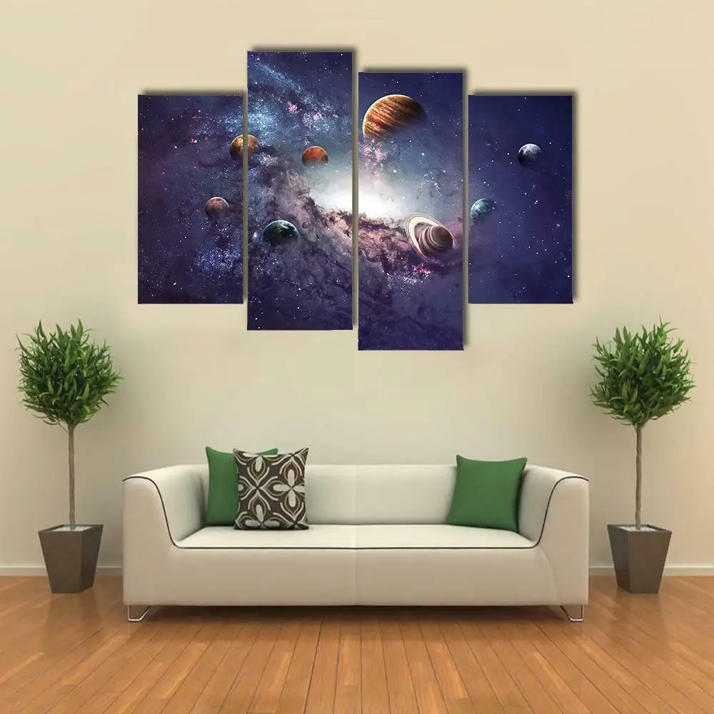 

4 Pcs Canvas Wall Art Abstract Universe Planet Solar System Pictures Prints Set Living Room Decor Canvas Pictures Wall Decortio