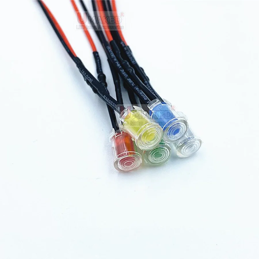 Min F3 F5 5mm 20cm Pre Wired LED Round Light Lamp Bulb Chip Beads Cable DC 12V White Warm Red Green Blue Yellow Emitting Diodes