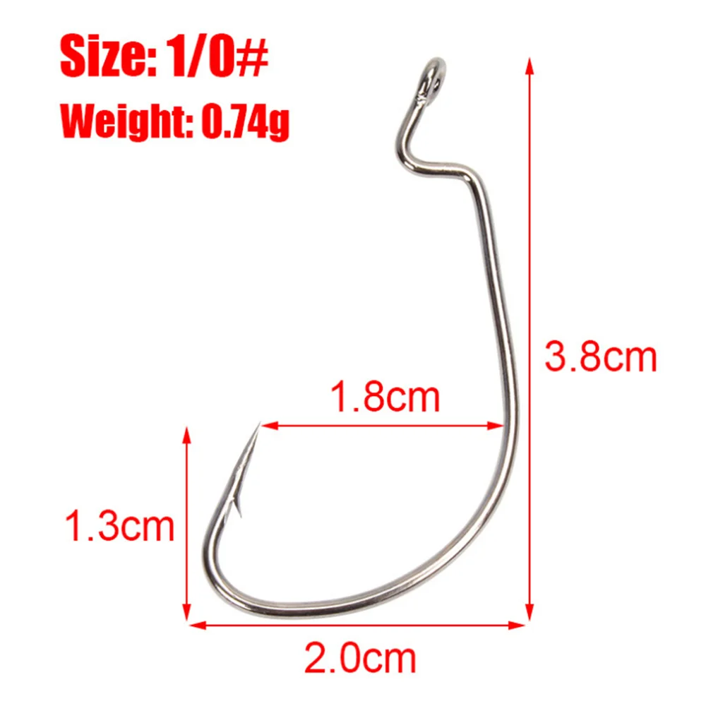 10pcs/lot Black Jig Fishing Hook High Carbon Steel Wide Crank Offset Fishhook For Soft Worm Lure Barbed Bass Fishing Accessories