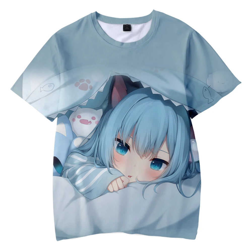 2021 Latest Manga Cute Girl Nekoha Shizuku Summer T-shirt O-neck Tshirt Fashion 3D Print Adult/kids Short Sleeve Tees