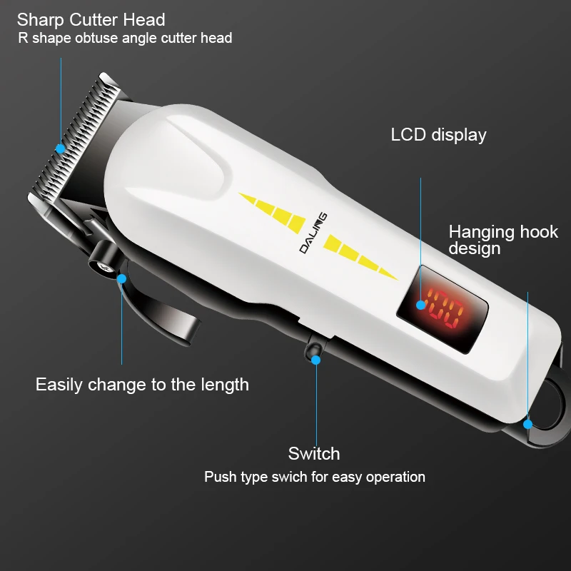 قابل للتعديل الحبل/اللاسلكي الشعر المقص قابلة للشحن المهنية اللحية والشعر المتقلب للرجال الكهربائية آلة قطع الشعر عدة