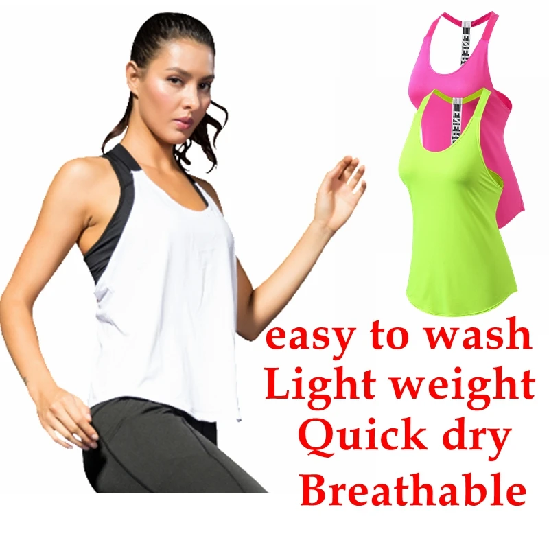 LIght Weight Fitness Women Easy Wash Sports Yoga Shirt Quickly Dry Sleeveless Running Vest Workout Crop Top Female T-shirt