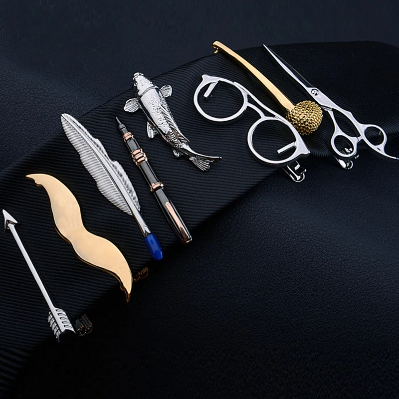 New Men's Metal Necktie Bar Crystal Formal Shirt Wedding Ceremony Gold Color Tie Clip Men's Party Gifts Fashion Tie Clips