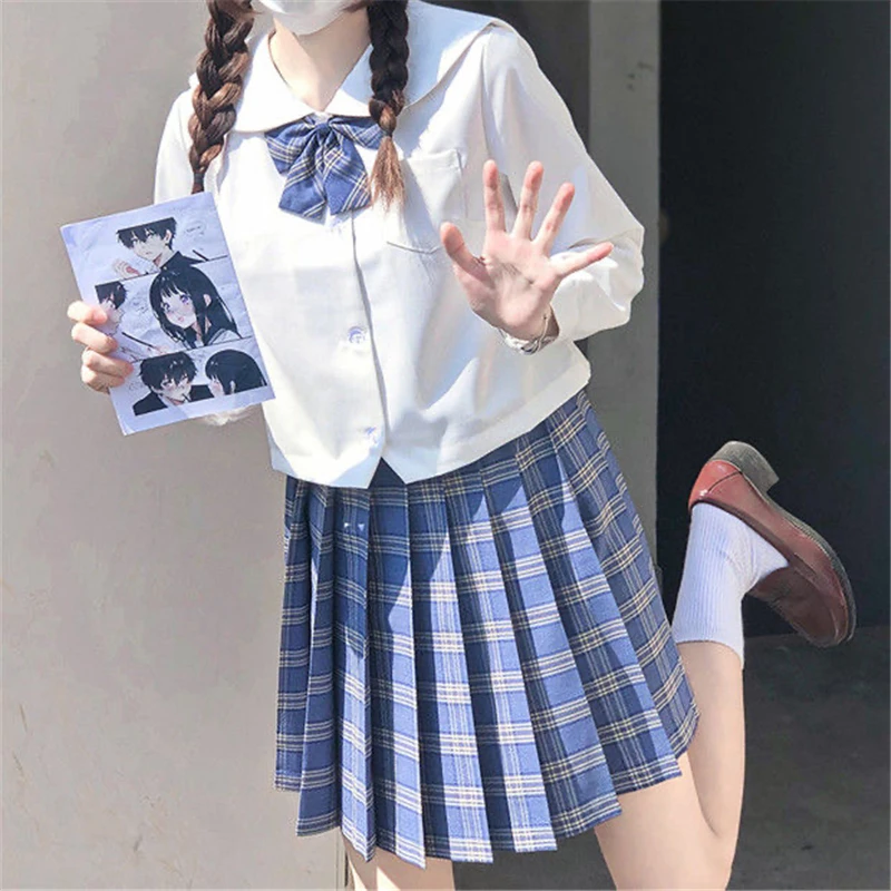 Japanischen Anime Original College Stil Jk Uniform Rock Kostüm Neuheit Sailor Anzüge Cosplay Kostüm Schuluniform Plaid Rock