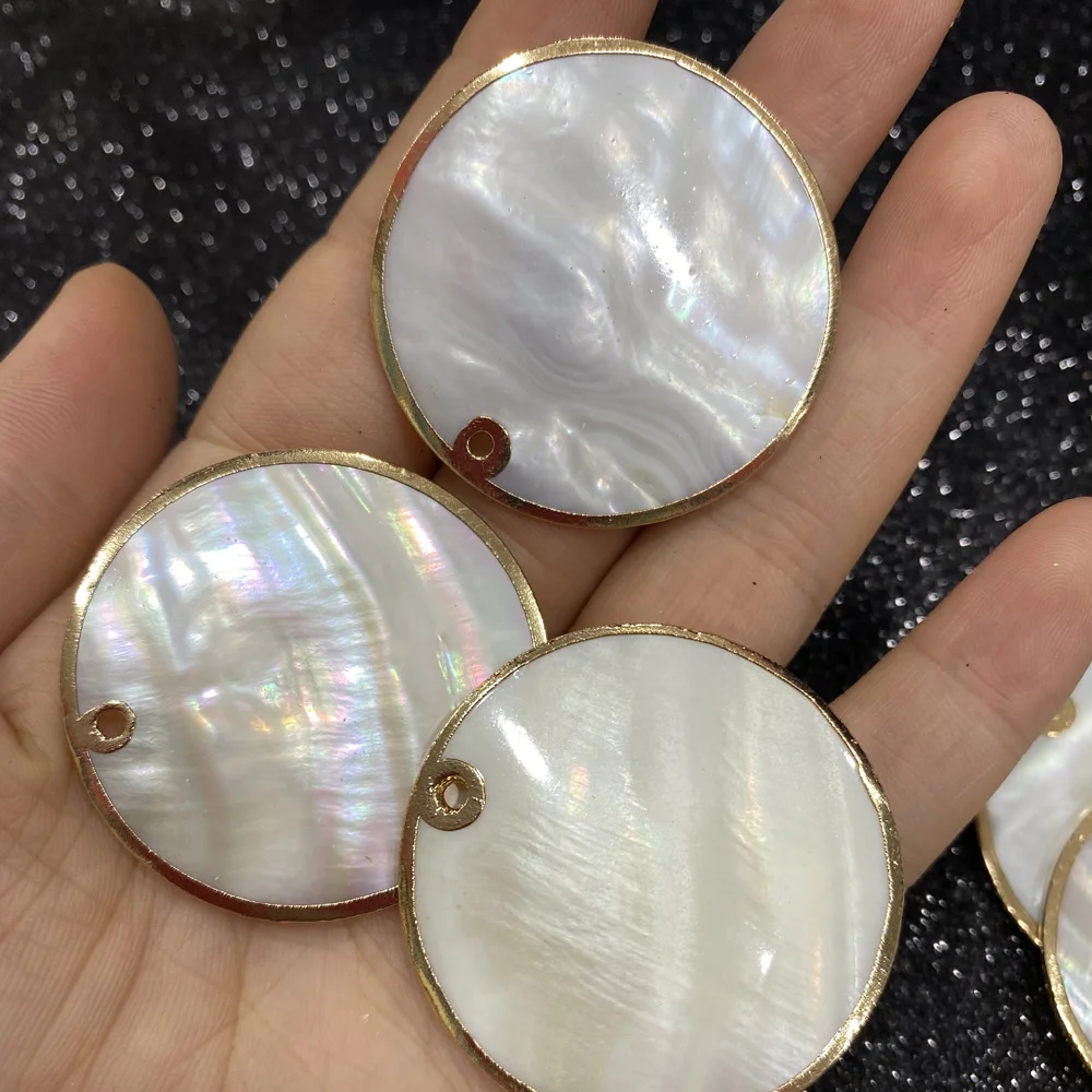 Natural White Shell Pendant Round Mother of Pearl Exquisite Charms Pendants For Jewelry Making DIY Earring Necklace Accessories