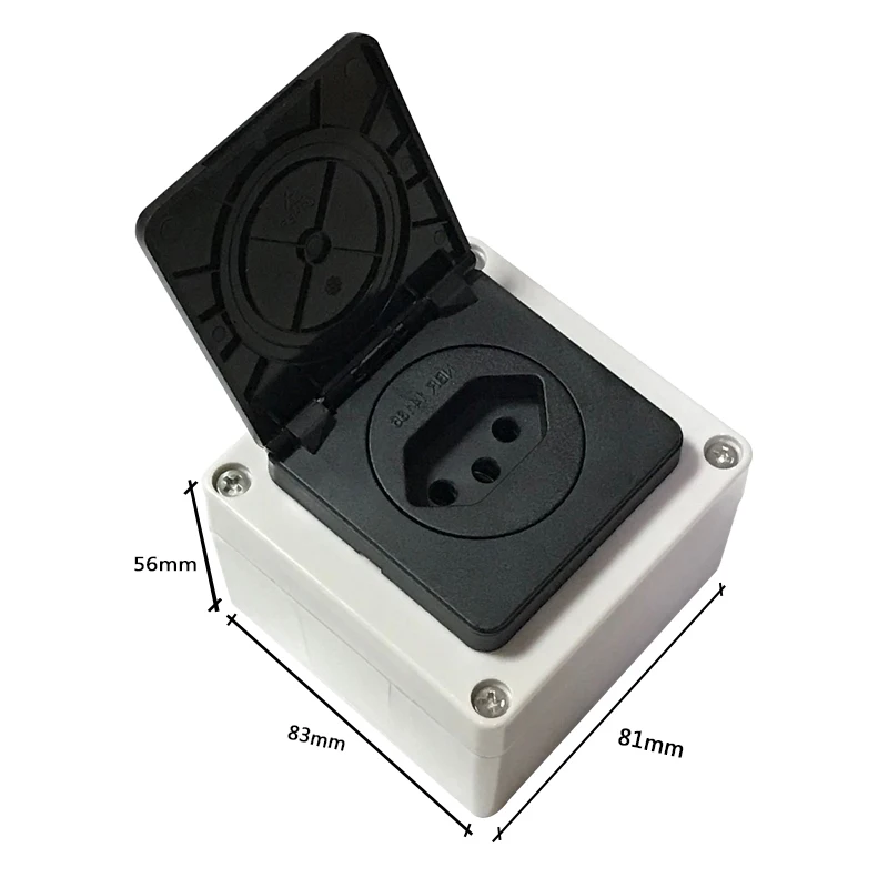 Brazil Outdoor Waterproof Power Socket Brazil Anti-rain Rain Industrial Socket With Box IP44 10A/20A 250V