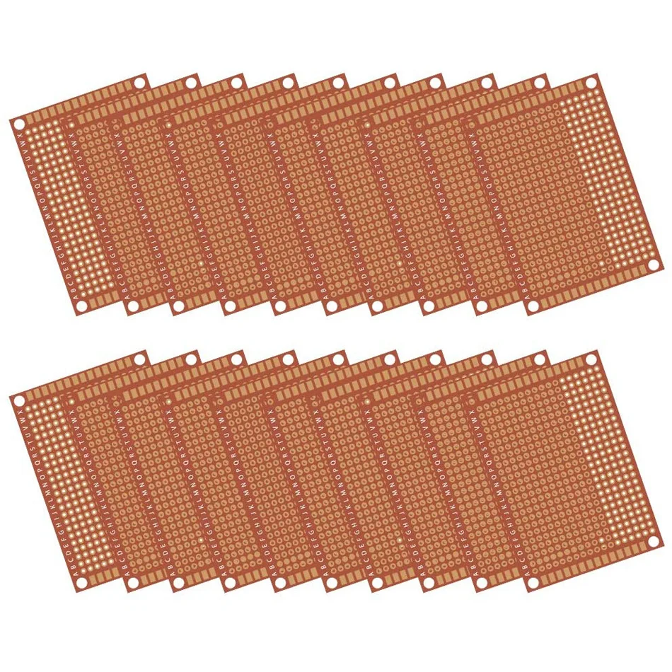 Perfboard de cobre compuesto de papel PCB, placa de pruebas Universal, placa de circuito impreso de una sola cara, 5 cm x 7 cm, 20 piezas