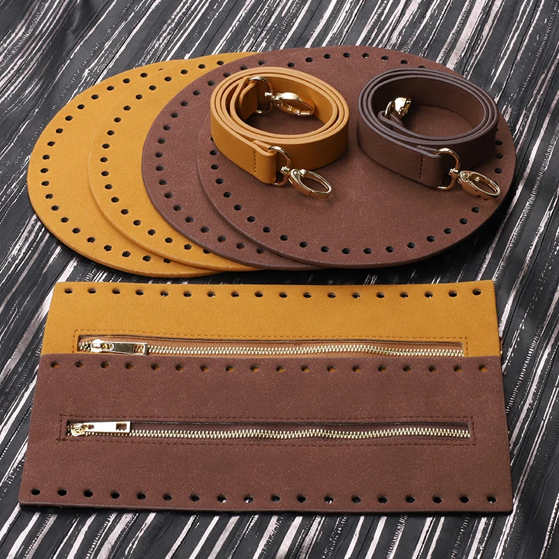 4PCS /Set DIY Woven Bag Handmade Handbag Belt Accessories Bag Bottoms Cover Leather Shoulder Strap For Crossbody Bags DIY Craft