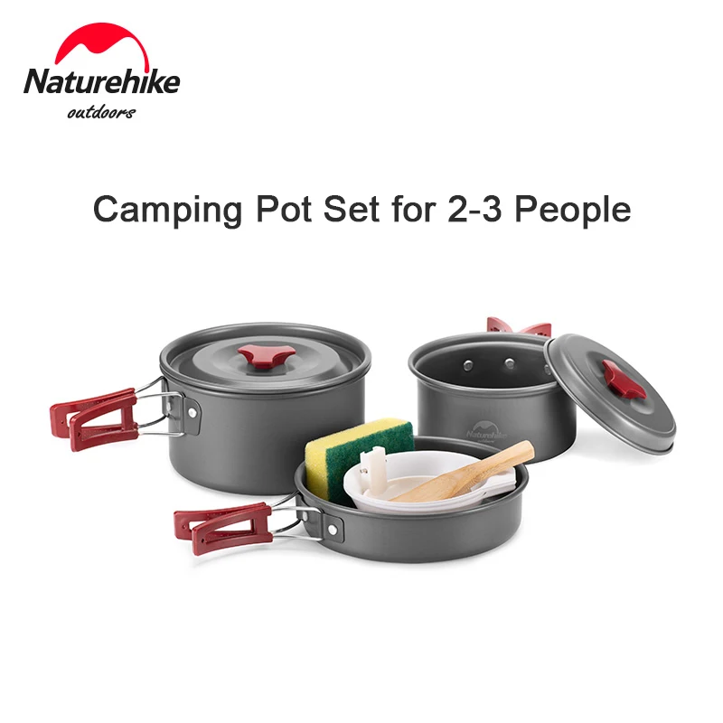 

Naturehike Outdoor Camping Cookware Set 4 in 1 Cookware Pot Pan Bowl Set Aluminium Alloy Pot Tourism Picnic Tableware