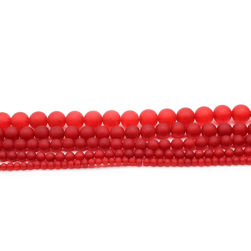 Natural Stone Matte Frosted Red Chalcedony Loose Round Spacer Beads 4 6 8 10 12 MM Fit DIY Beads For Jewelry Making DIY Bracelet