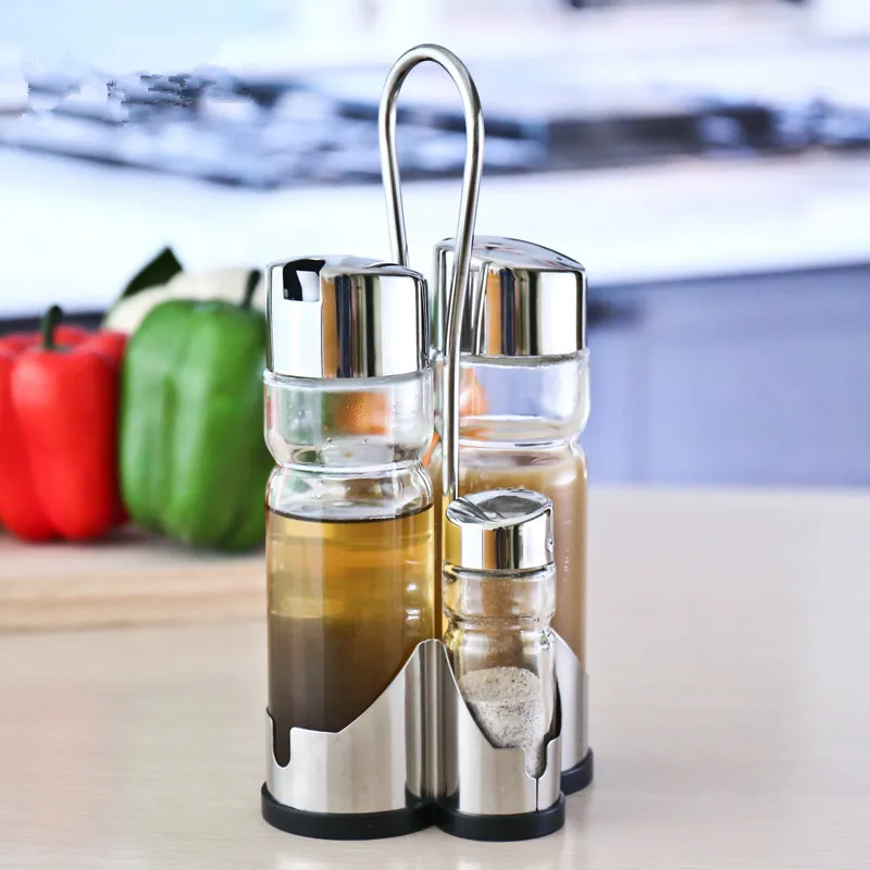 Table Classical Glass Oil and Soy Sauce Vinegar Bottle Pepper Salt Spice Jars Set