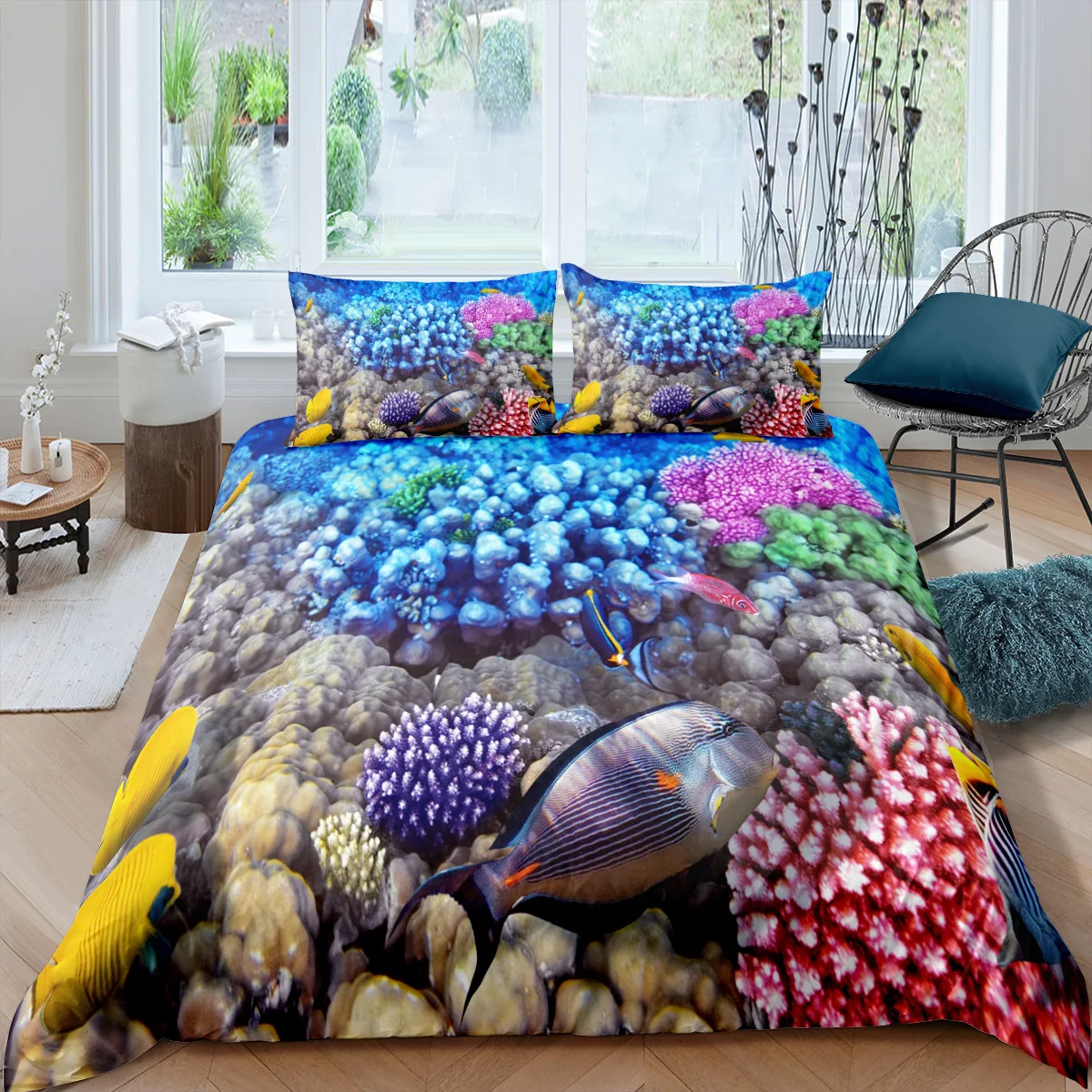 

3D Underwater World Bedding Set Full Size Luxury Duvet Cover and Pillowcase Set kids Quilt Cover Queen King Bed Set