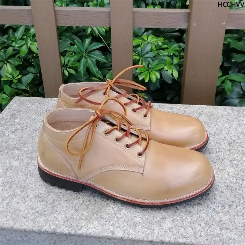 Classic Man Casual Dress Office Mens Boots Handmade Wedding Party Flats Round Toe Basic Laceing Loafers Mens Shoes