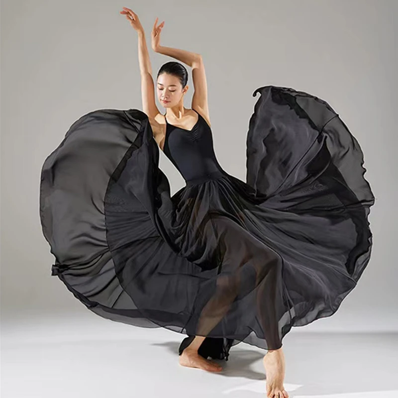 Saia de dança espanhol de chamamento, vestido de dança cpu feminino elegante de chiffon vestido de praia retrô adulto