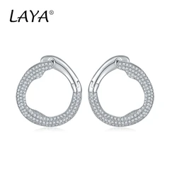 925 Sterling Silver High Quality Circle Clear Cubic Zircon Earrings For Women's Engagement Party Fashion Luxury Jewelry Gift