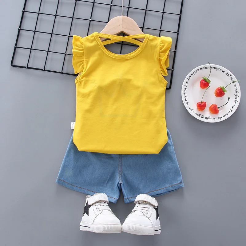 New Fashion Summer Baby Clothes Suit Children Girls Cartoon Casual Vest Shorts 2Pcs/Sets Toddler Sport Clothing Kids Tracksuits