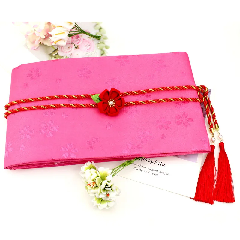 Obi Obijime Cord Japanese Style Kimono Yukata Sash Red Pink White Tassel Belt Classic Formal Ceremony Traditional Vintage