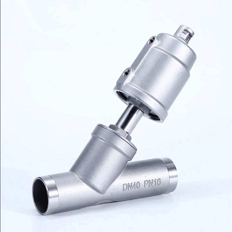 DN40 304 Stainless Steel Pneumatic Welding Angle Seat Valve 16bar 1-1/2