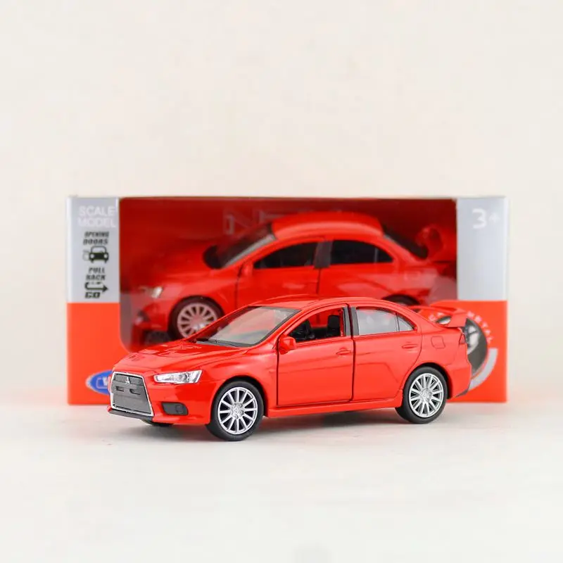 WELLY Toy Diecast Model 1:36 Scale MITSUBISHI LANCER EVOLUTION X Pull Back Car Educational Collection Gift Kid