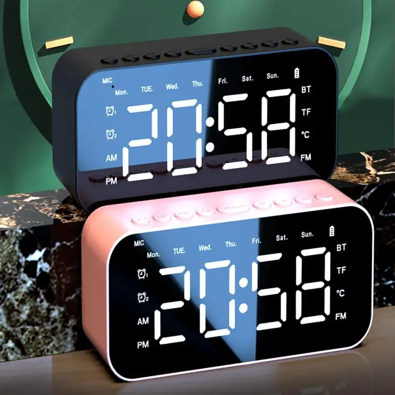 LED Alarm Clock Display Alarm Clock Portable Smart Speaker High-definition Sound Wireless Bluetooth-compatible Speaker