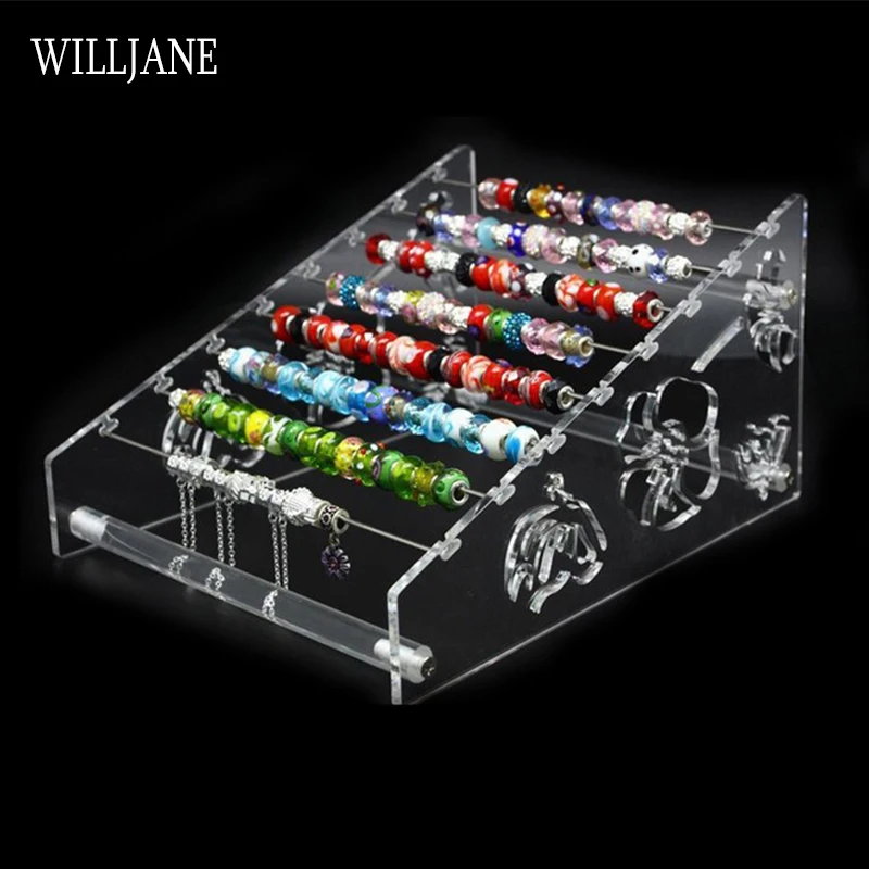 Acrylic Jewelry Display Stand Holder with Charm Rods for Rondelles Charms Earrings Pendant Trollbeads Spacers Storage Organizer view 4