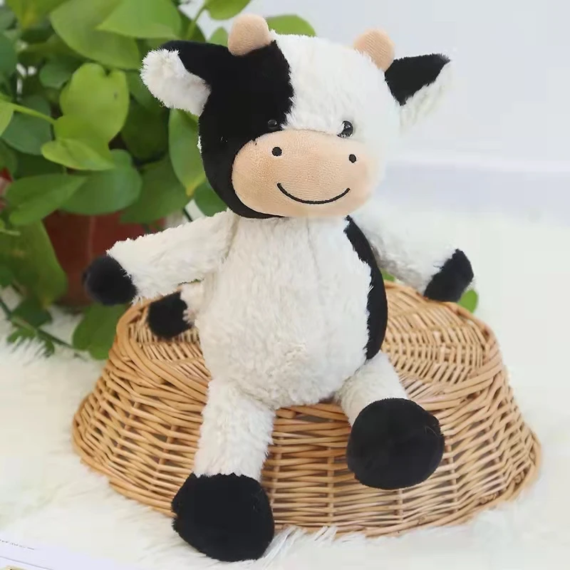 Peluche de vaca blanca y negra suave para niños, muñeco de vaca de dibujos animados, juguete de apaciguar, almohada de siesta linda, regalos para bebés, 30cm