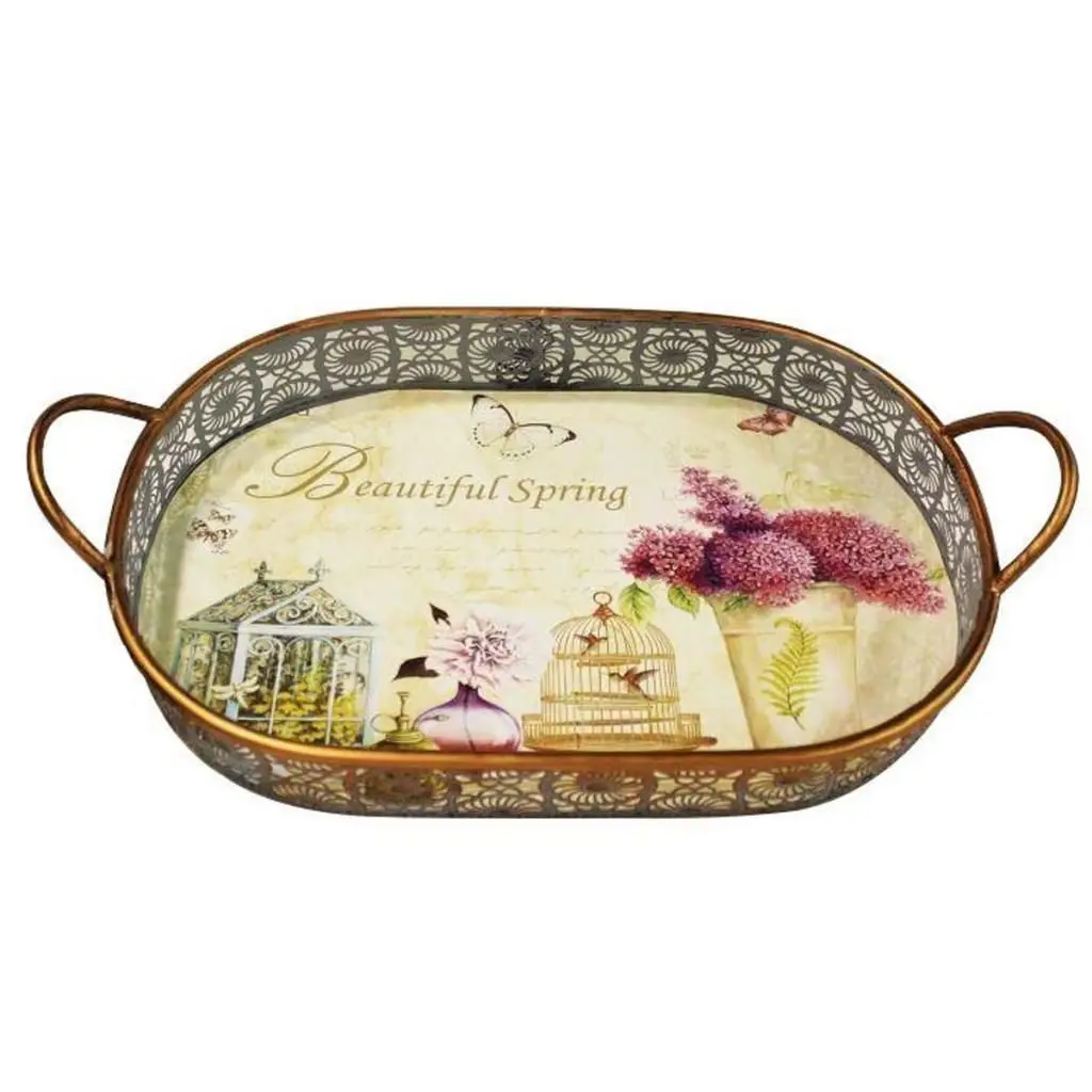 

DOLBOVI Fidex Home Metal Decorated Oval tray Beatiful Spring 48cm tray поднос plateau de service