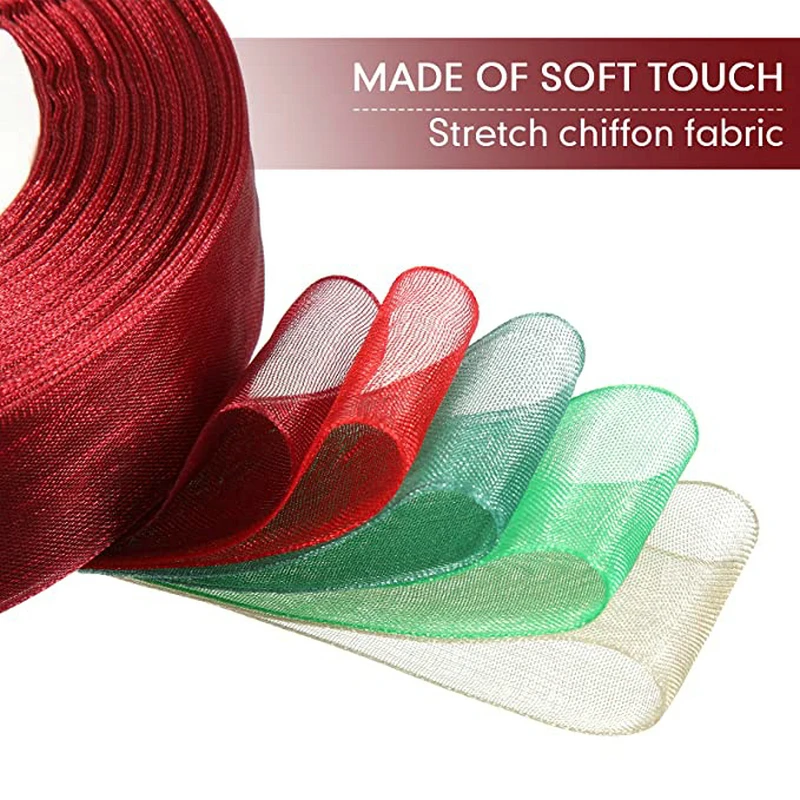10 Yards/Lot schiere Chiffonband Organza Satinbänder für Geschenkverpackung Dekoration Hochzeitssträuße Party Kranz Spitzenstoff – Detail 19