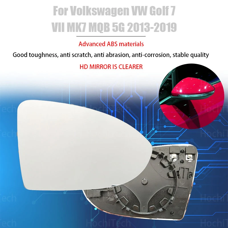 Replacement Left & Right Rearview Heated Exterior  Angle Mirror Glass for Volkswagen VW Golf 7 VII MK7 MQB 5G 2013-2019