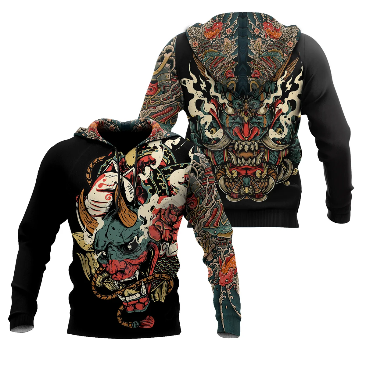 

Samurai Tattoo 3D All Over Printed Hoodies zipper hoodie women For men Halloween Pullover streetwear 03