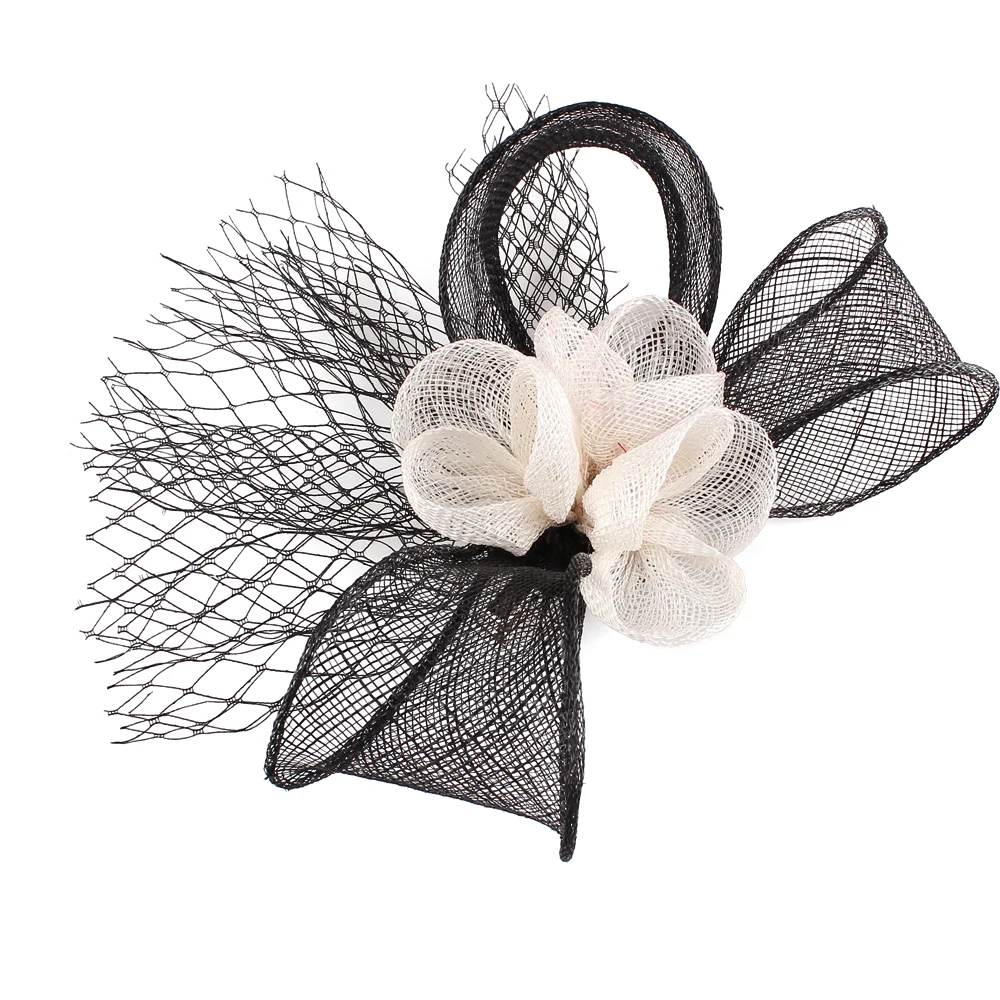 

Sinamay Flower Hair Accessories Mesh Wedding Headwear For Women Cocktail Race Fascinator Hat Hair Pin Bride New Dinner Headdress