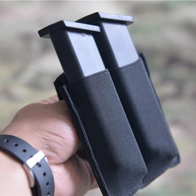 Double Mag Pouch for Tactical Vest, Molle System, Elastic Pistol, New, 9mm