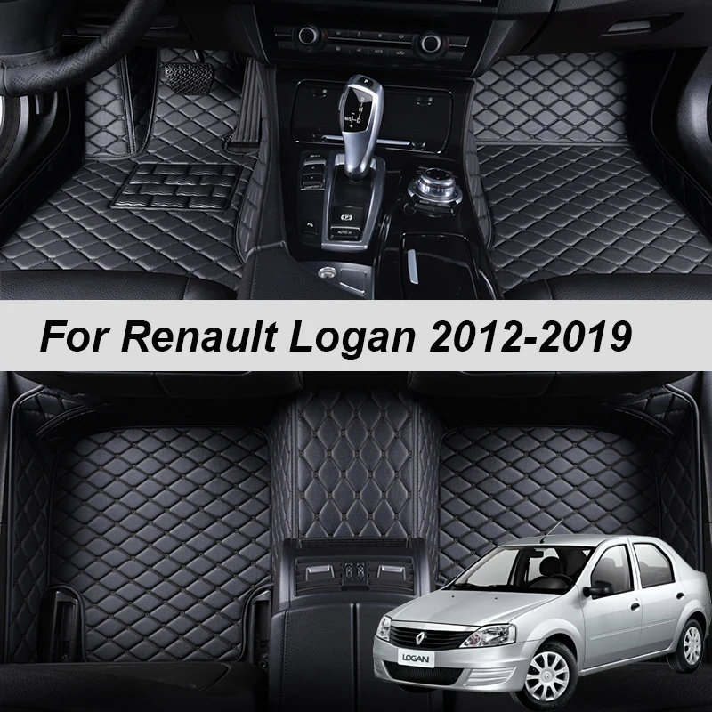 Custom Made Auto Leather Car Floor Mats For Renault Logan 2 2012 2013 2014 2015 2016 2018 Carpets Rugs Foot Pads Accessories