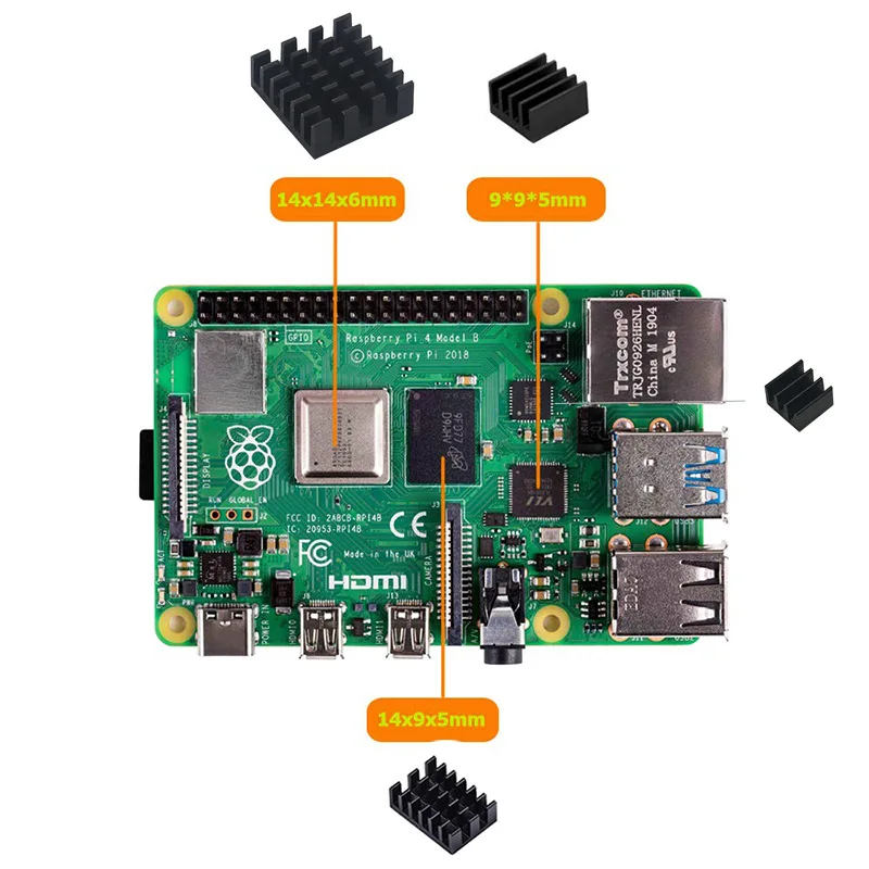 Obudowa Raspberry Pi 4 Model B z zestawem wentylatora + 4 szt. Radiatory do Raspberry Pi 4 Model B (płyta RPI 4 nie dołączona)
