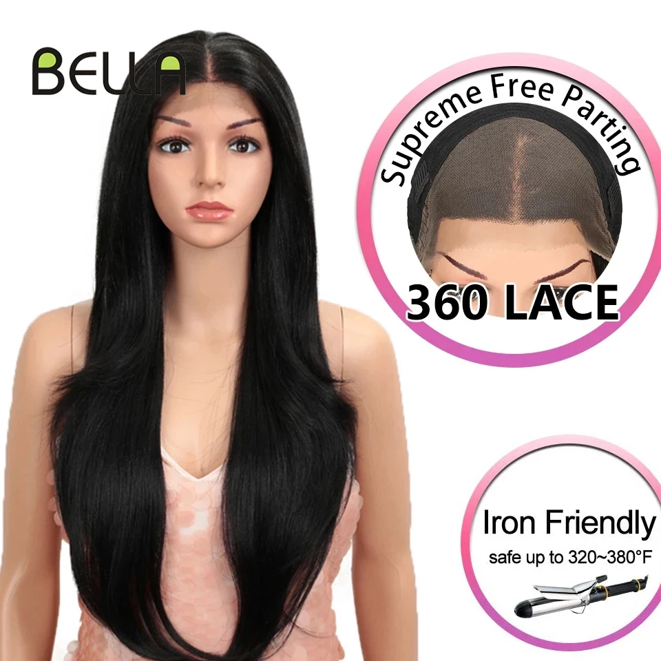 Bella parrucca diritta sintetica parrucca anteriore del merletto 13*4 parrucca frontale del merletto facile 360 pizzo biondo rosa Lolita parrucche Cosplay dei capelli per le donne