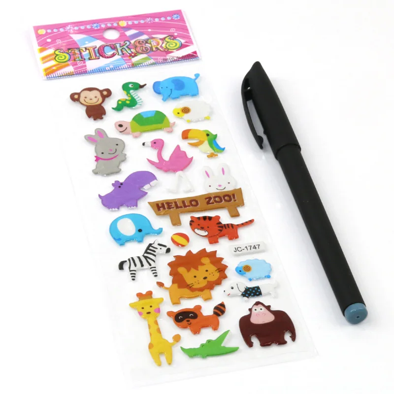 8 Sheets/Pack 3D Puffy Bubble Stickers Zoo Animals Cartoon Cat Dog DIY Toys for Children Kids Boy Girl Sticker