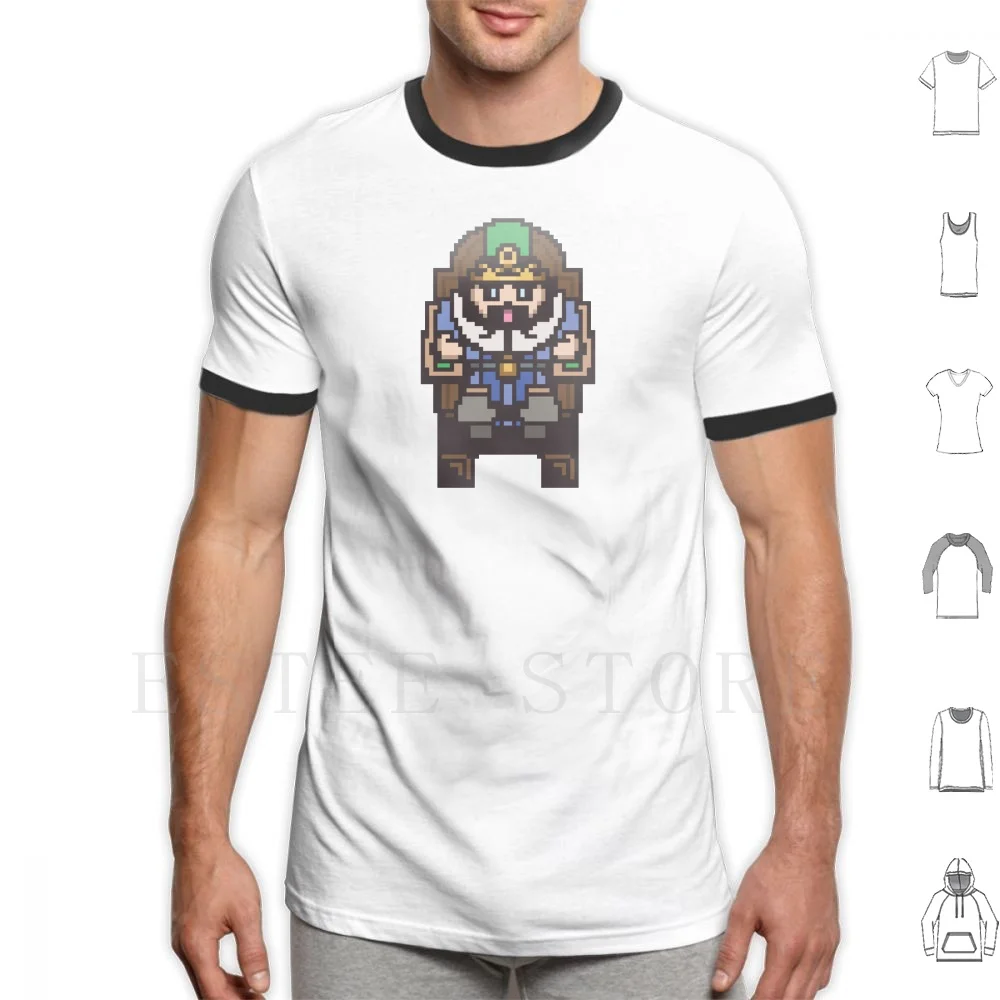 Camiseta de algodón con estampado de Pixel King's Throne, juego gráfico de fantasía Medieval, Chibi, Barba, bigote, risa