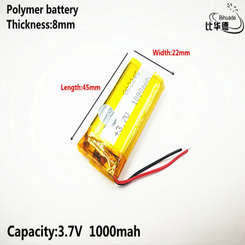 Litrowa bateria energetyczna Dobra jakość 3,7 V, 1000 mAH, 802245 Polimerowy akumulator litowo-jonowy / litowo-jonowy do zabawek, POWER BANK, GPS,