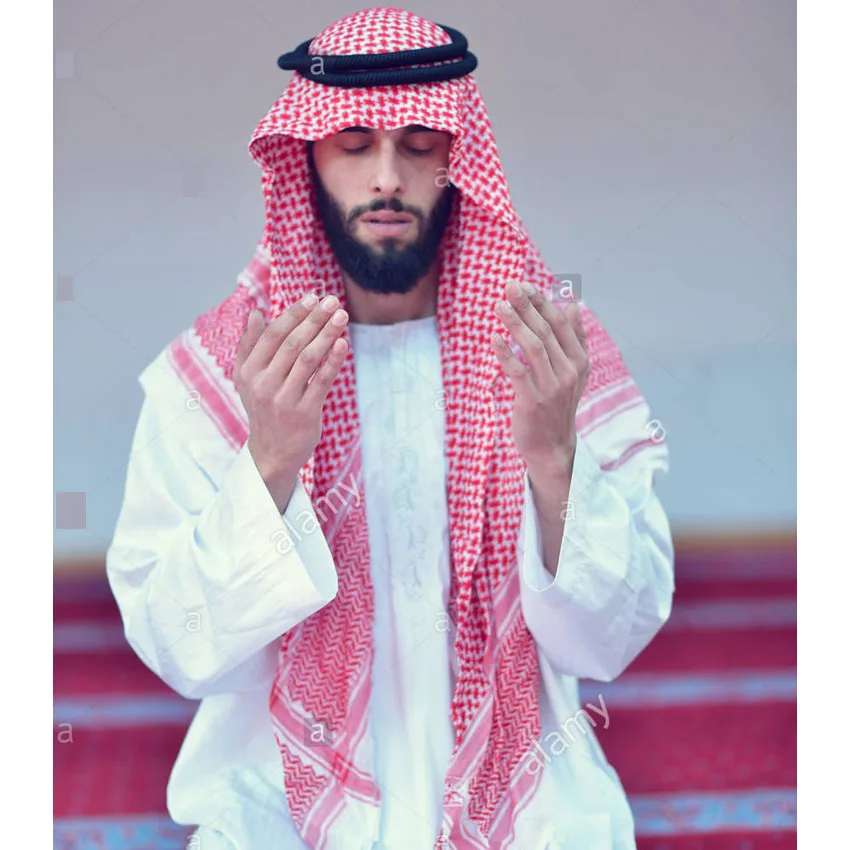 Lenço de cabeça xadrez masculino, Roupas islâmicas, Acessórios muçulmanos, Turbante muçulmano, Chapéu de oração, Arábia Saudita, Trajes tradicionais