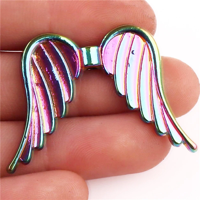 5Pcs/Lot Vintage Angel Feather Wings Spacer Beads Charms Wholesale DIY Alloy Guardian Angel Fairy Wings Pendant Jewelry Finding