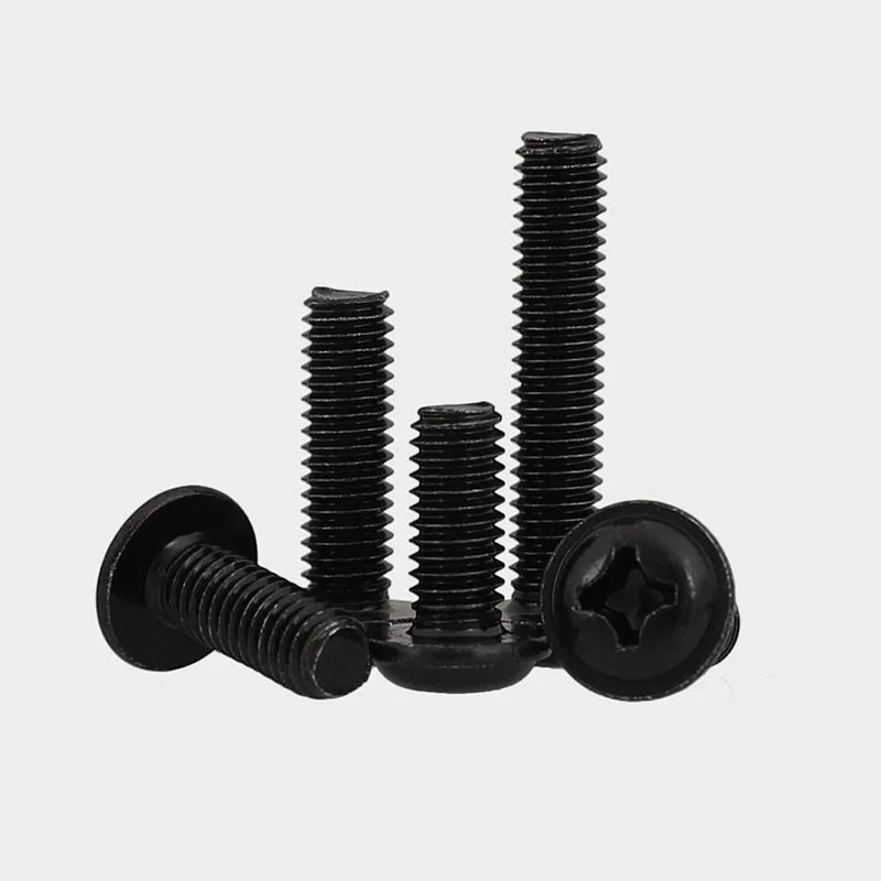 5/50 pz acciaio inossidabile nero croce incasso Phillips Pan Truss testa con rondella imbottita collare vite bullone PWM M2 M2.5 M3 M4 M5 M6
