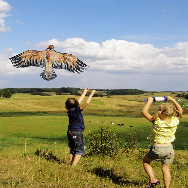 1.1m Flat Eagle Kite With 30 Meter Kite Line Children Flying Bird Kites Windsock Outdoor Toys Garden Cloth Toys For Kids Gift