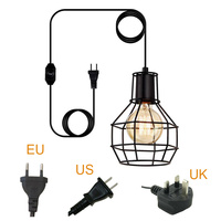 Nordic Industrial Lamp 5M UK US EU Plug Light Dimming Switching Lighting American Bedside Bedroom Study Wall Lamp