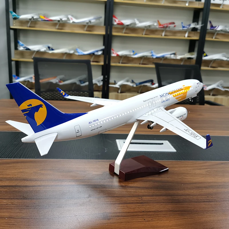 

47CM Diecast Airplane B737-800 Aircraft Mongolian Airline with Light and Wheel Landing Gears Plastic Resin Plane Model Toys Gift