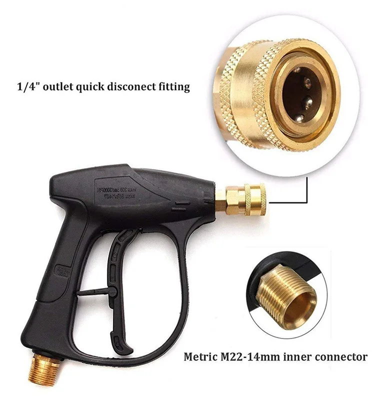 Short Wand High Pressure Washer Handle Gun 3000 PSI Max 5 Pressure Power Washer Nozzles Tips