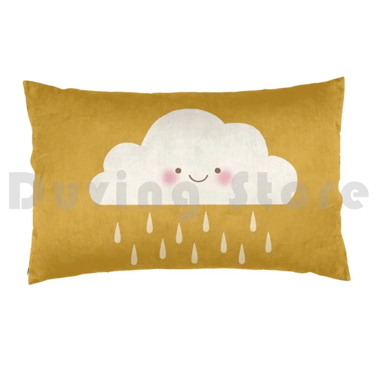 Rain 3 Pillow Case DIY 50*70 Clouds Cloud Sunny Sunshine Sun Mustard Yellow Sleep Band Sleep Happy Cute Rain